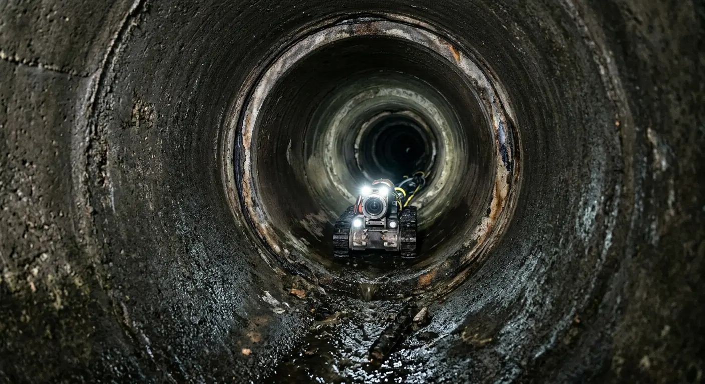 Robotic sewer camera inspecting pipe interior for Sewer Line Repair in Bellefontaine Neighbors